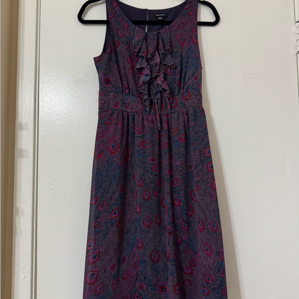 I Heart Ronson Purple Scoop Neck Sleeveless Midi Dress